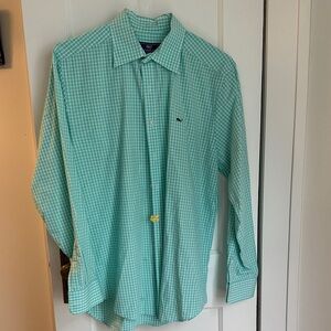 Vineyard Vines Aqua Checkered Button Down Shirt